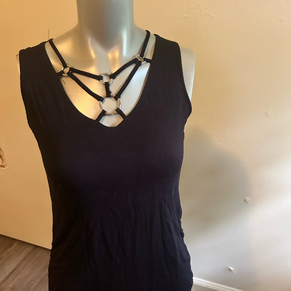 Rock & Republic Black Cut Out Tank Top